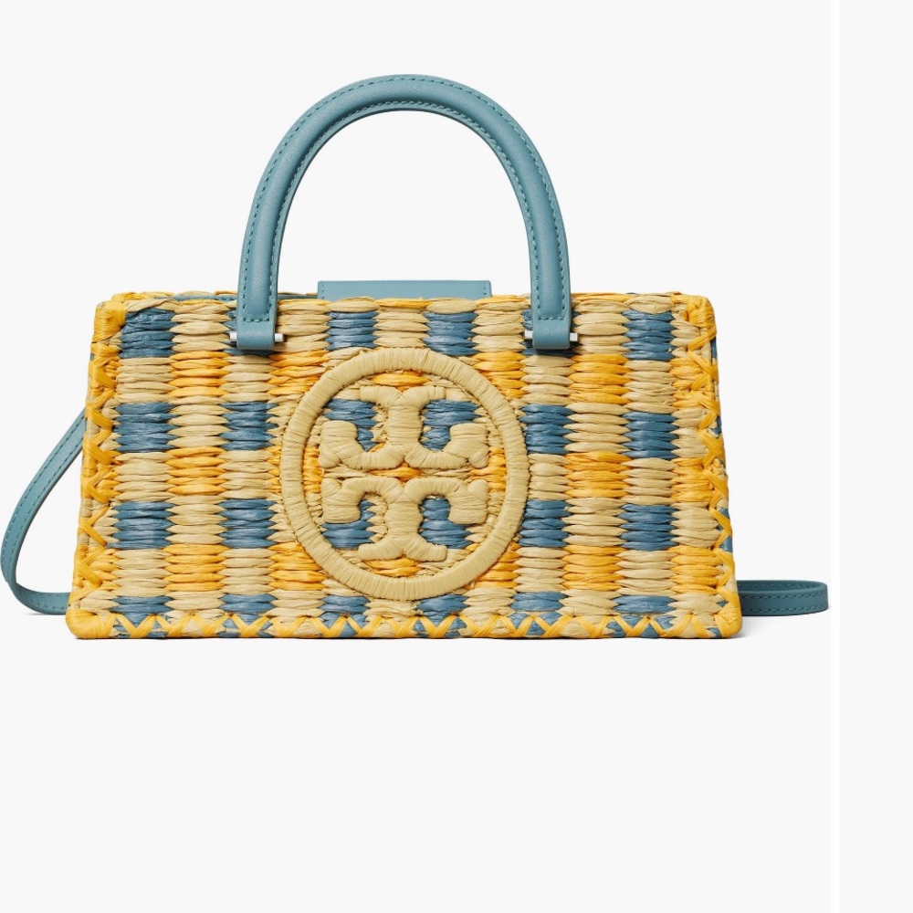 Tory Burch Blue and Yellow Woven Bag